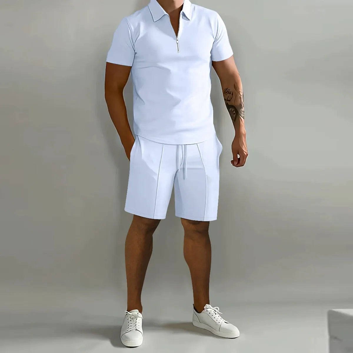 Herre Sommer Sæt med Polo & Shorts – Komfortabelt 2-Delt Fritidssæt til Hverdag og Ferie