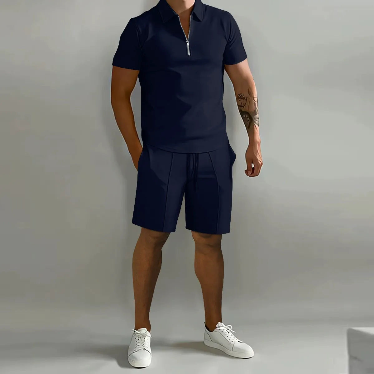 Herre Sommer Sæt med Polo & Shorts – Komfortabelt 2-Delt Fritidssæt til Hverdag og Ferie