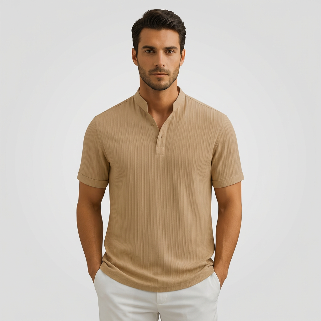 Avani Linen Popover Shirt in Linen with V-Neck
