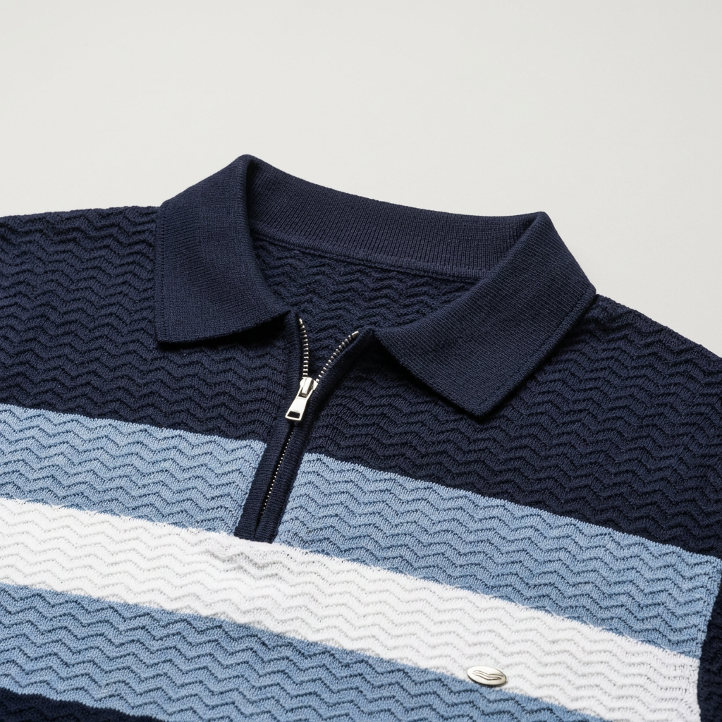 Polo s poloviční délkou rukávu a zipem v klasickém střihu – Cross & Crown