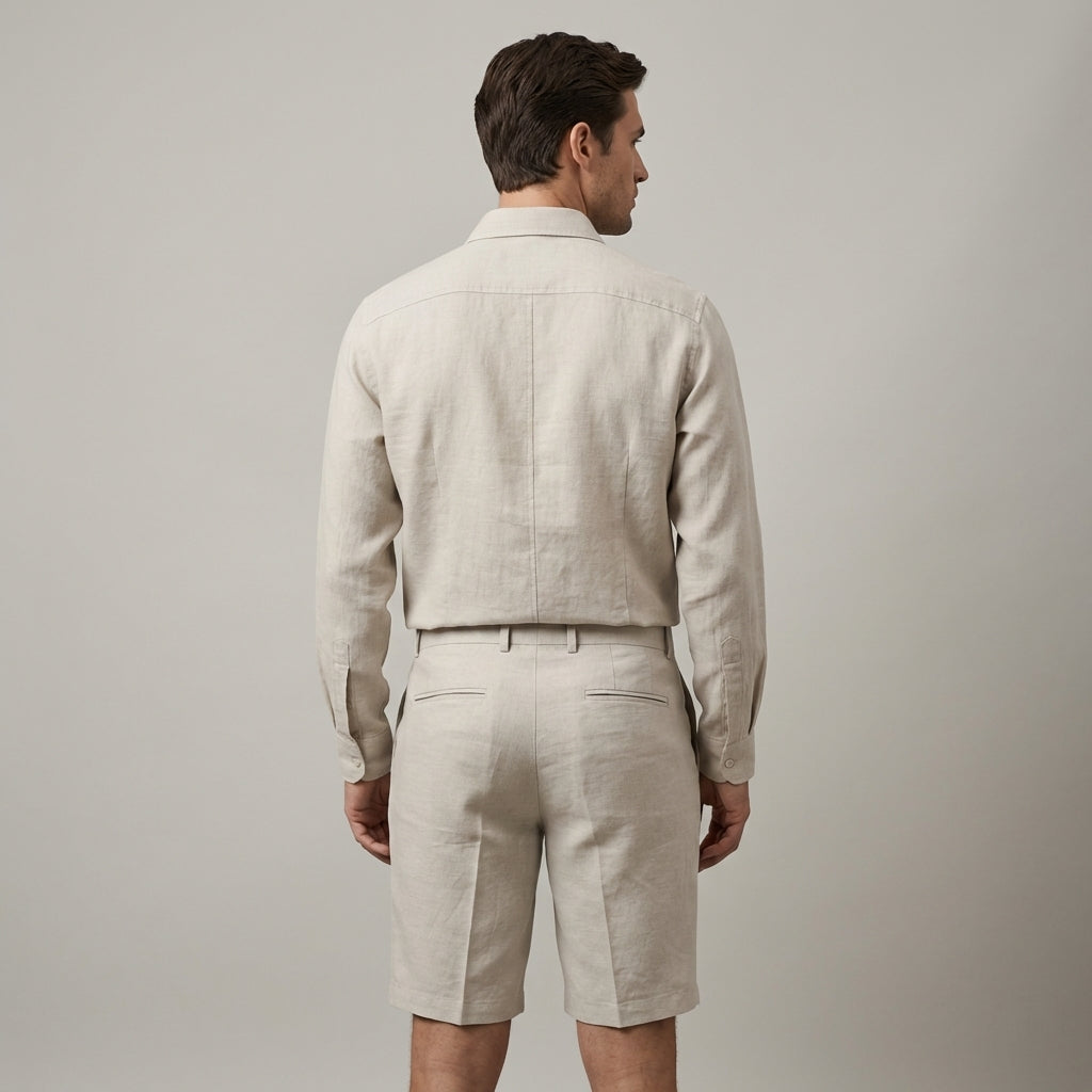 Pantaloni scurți de vară lejeri pentru bărbați din in