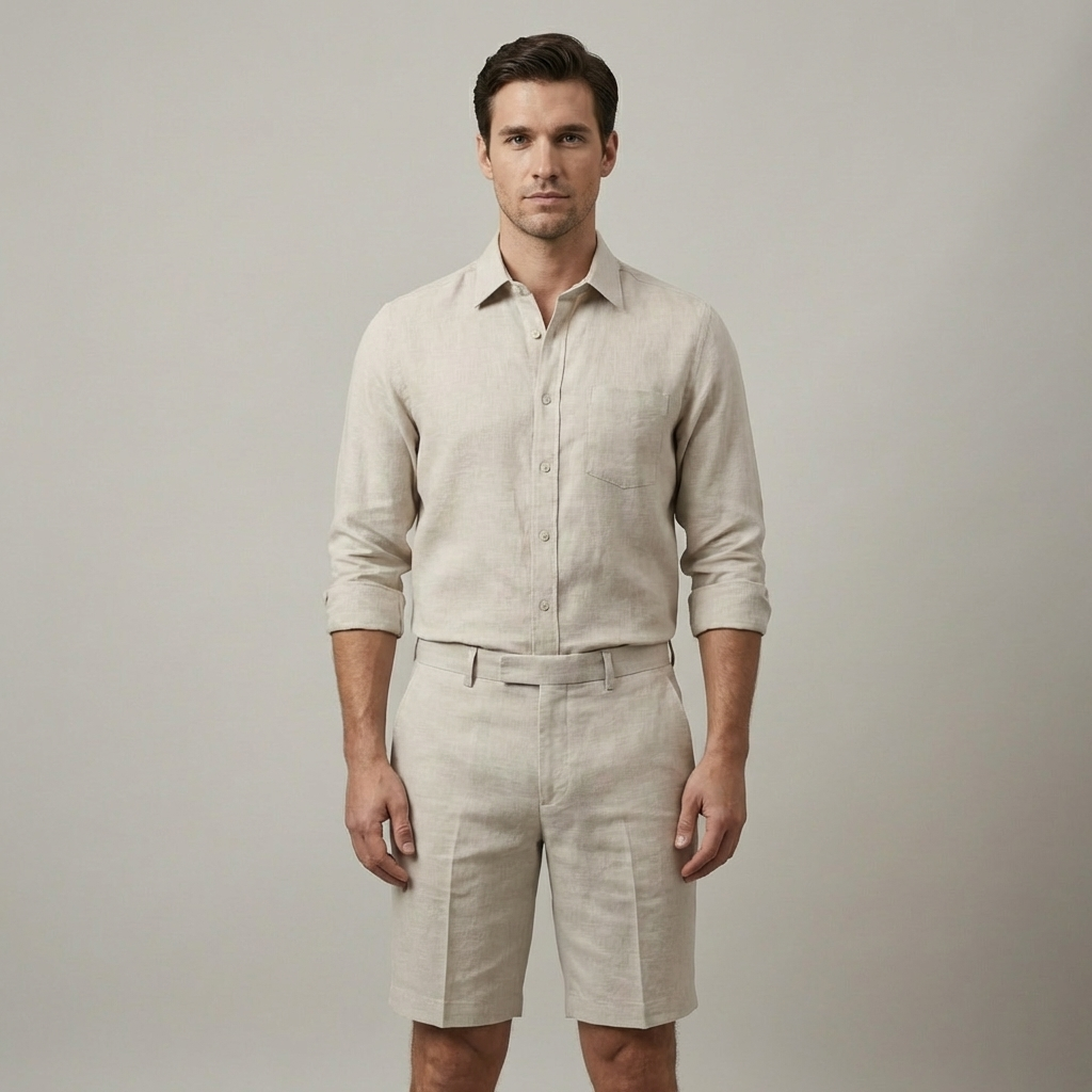 Pantaloni scurți de vară lejeri pentru bărbați din in