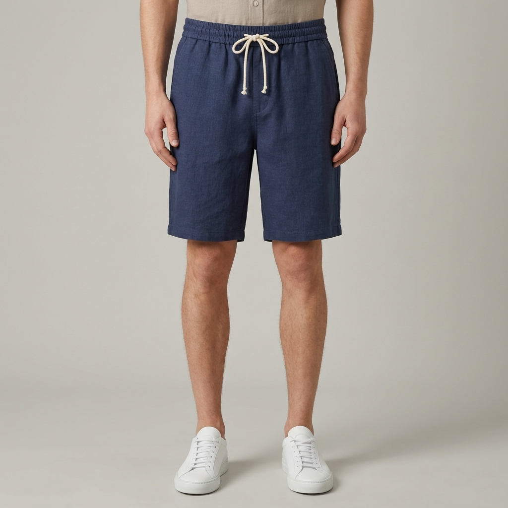 Shorts elegantes para hombre, corte relajado, talle medio con bolsillos