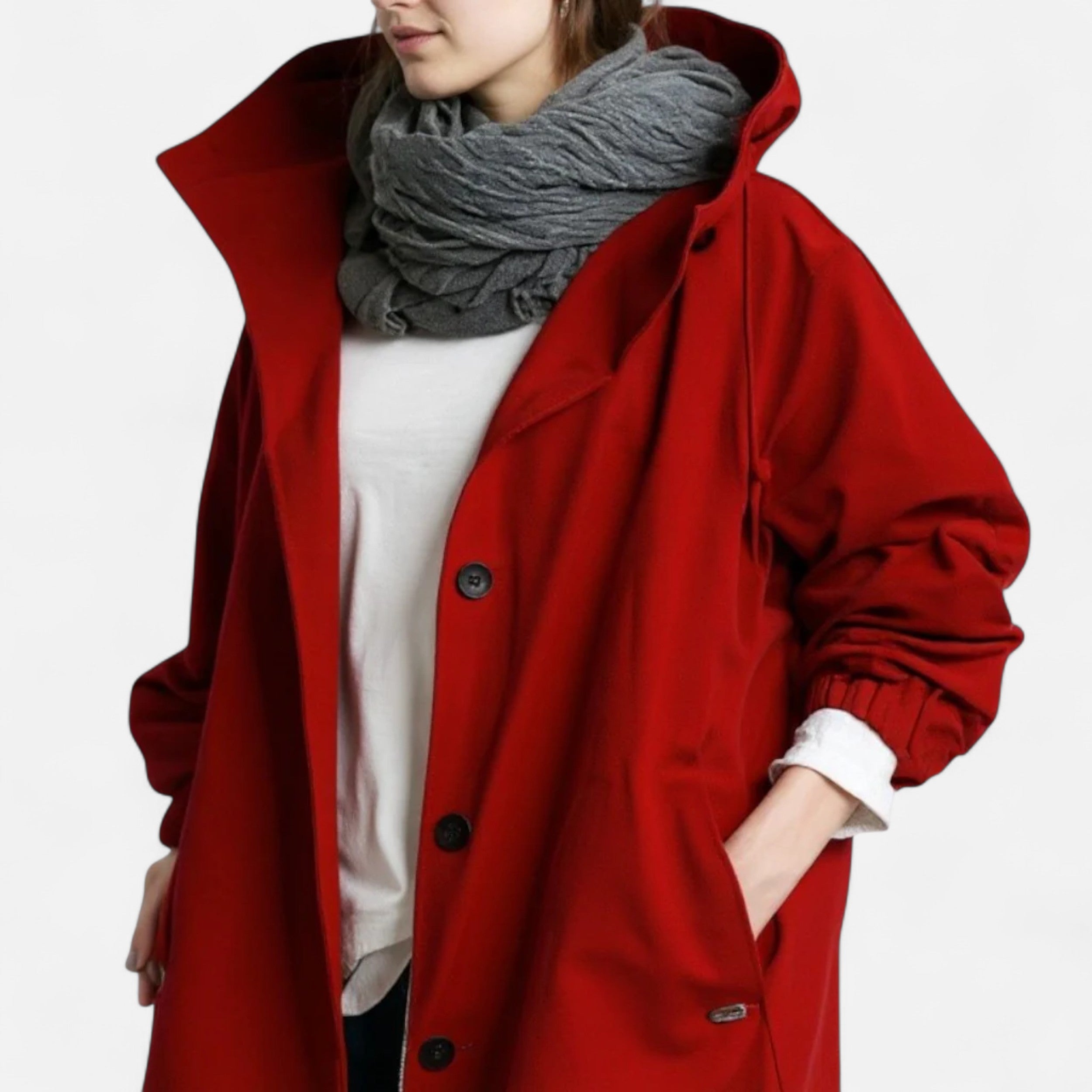 Αδιάβροχο διαχρονικό trench coat με κουκούλα για γυναίκες