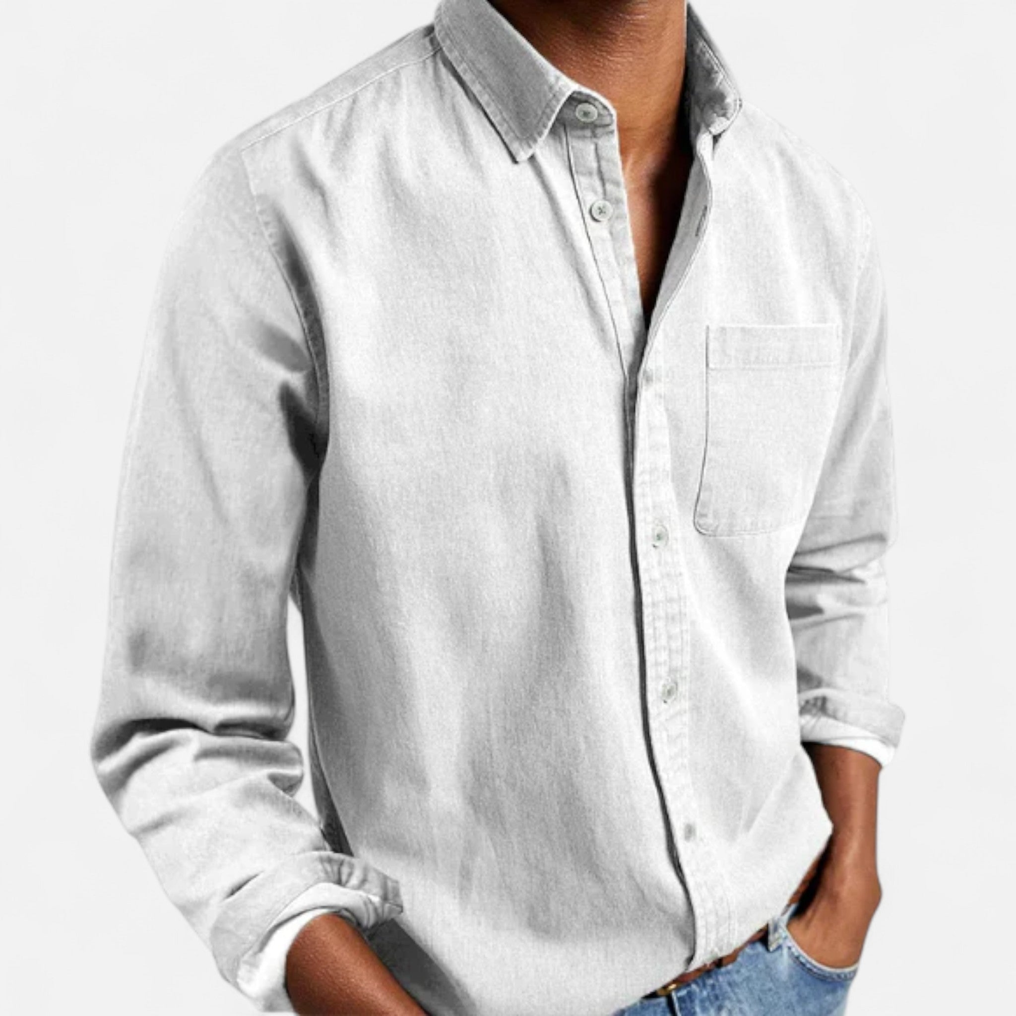 Camicia di jeans classica da uomo in cotone premium