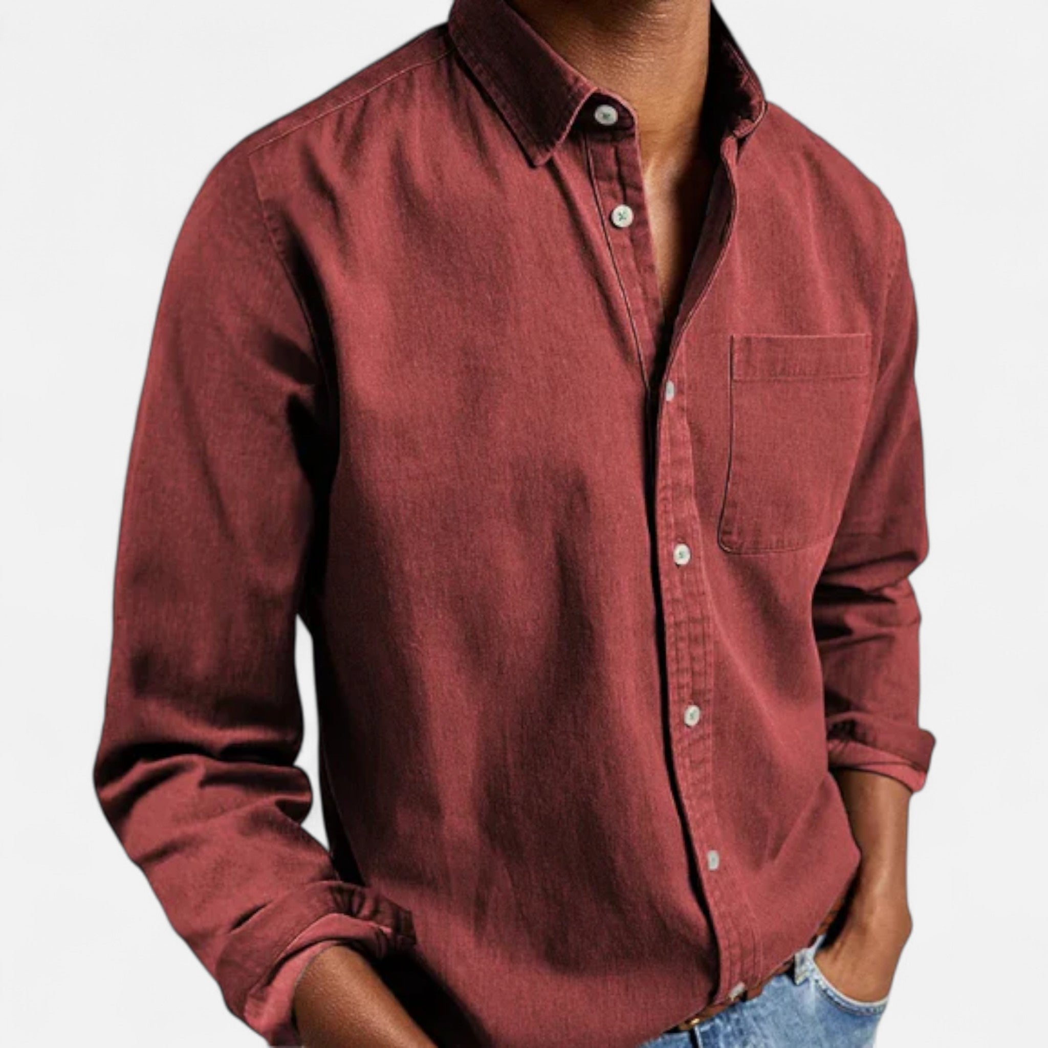 Camicia di jeans classica da uomo in cotone premium