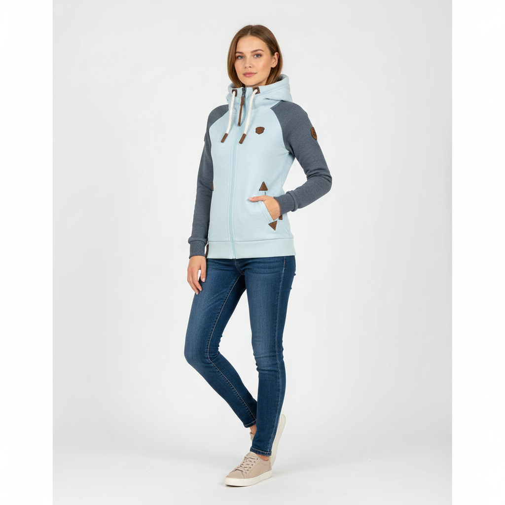 Fleece Hættetrøje til Kvinder med Slim Fit og Lynlås
