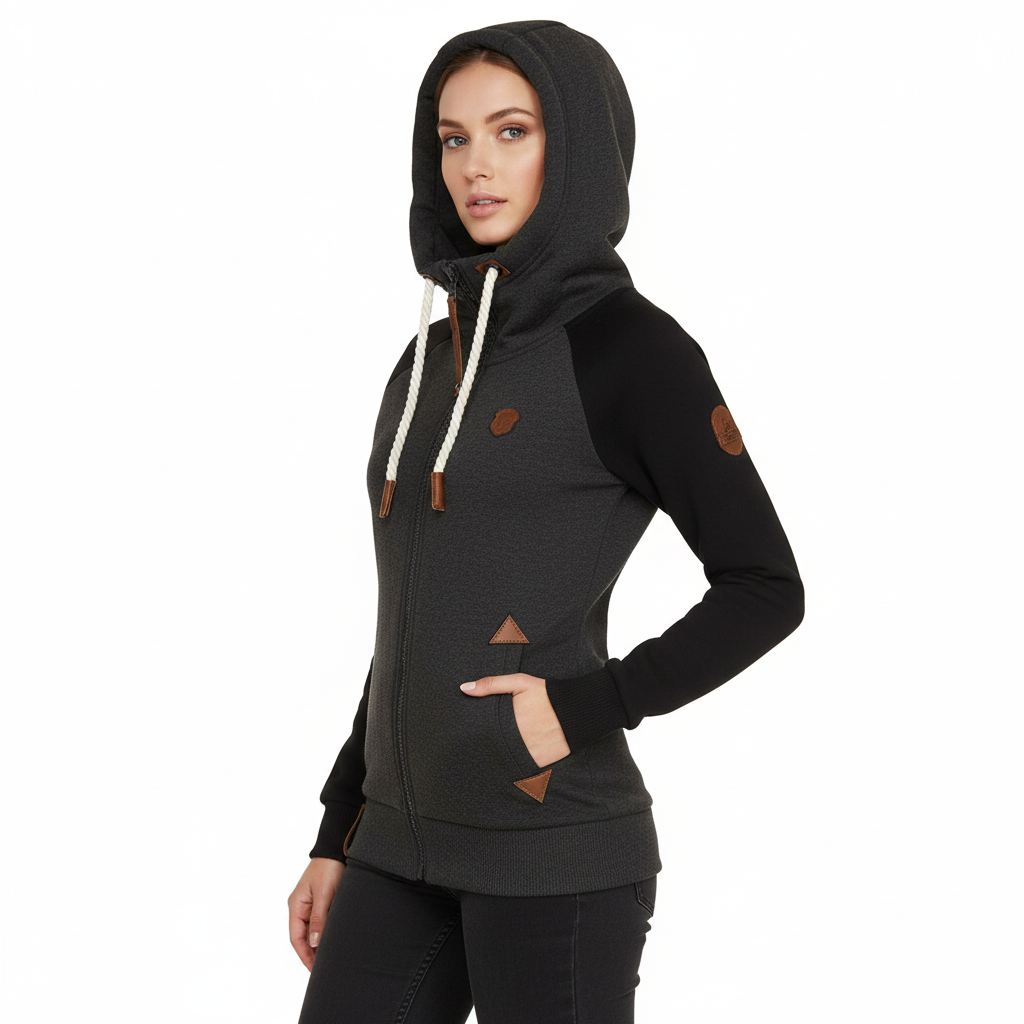 Fleece Hættetrøje til Kvinder med Slim Fit og Lynlås