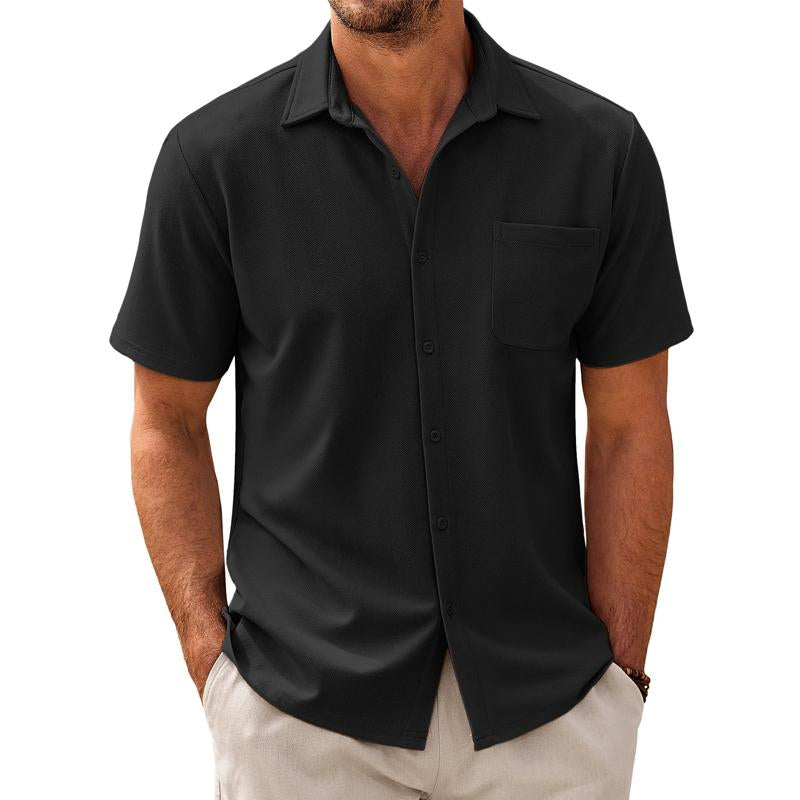 Pánská casual košile s krátkým rukávem z bavlněné směsi 44487570X