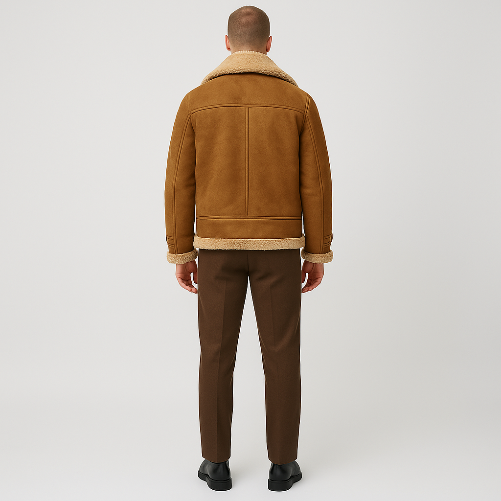 Bellivaro férfi shearling dzseki műbáránybőrből