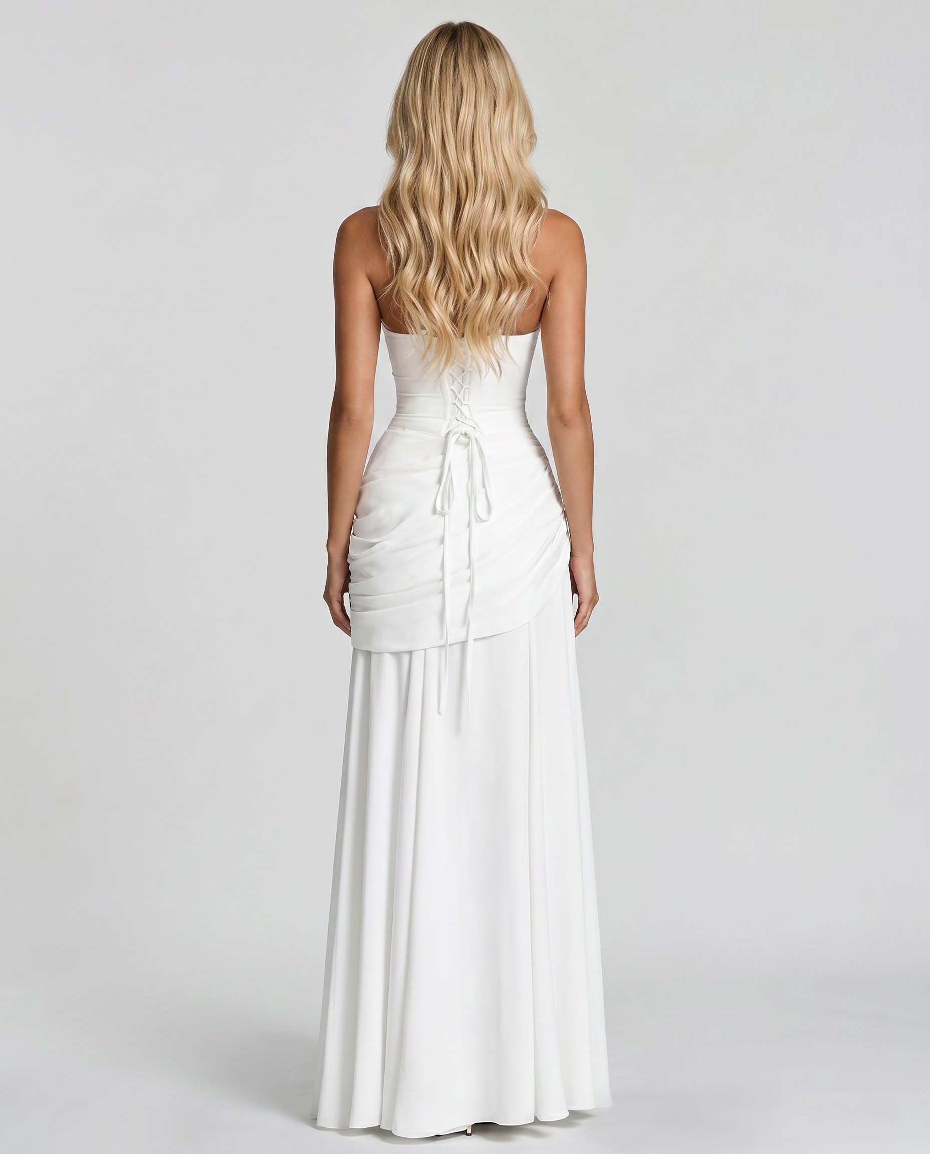 Charlotte Ruched Maxi Dress - White