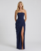 Robe maxi bustier avec effet froncé et drapé asymétrique | Robe de soirée élégante avec fente haute et décolleté bandeau pour femmes
