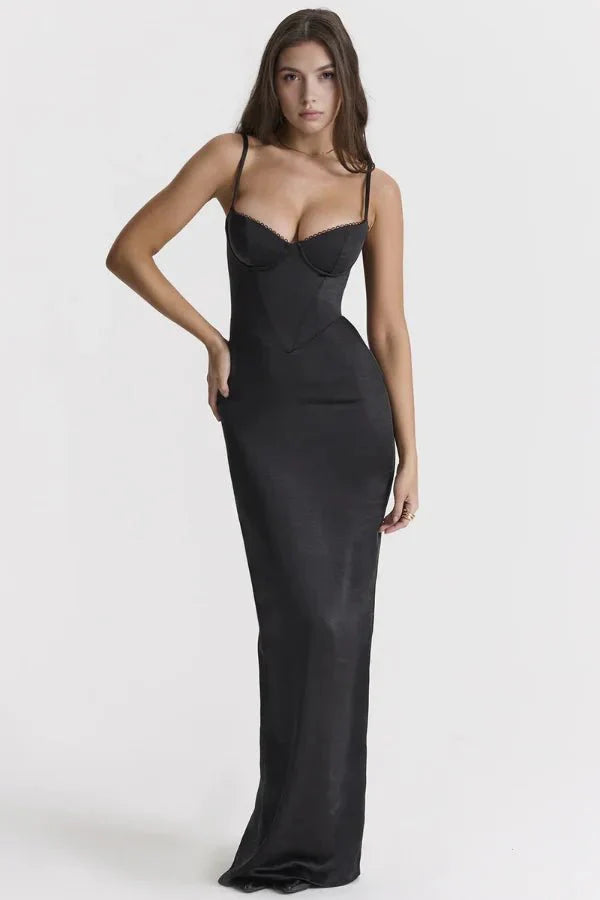 Haven | Vestido de satén con costura en cruz