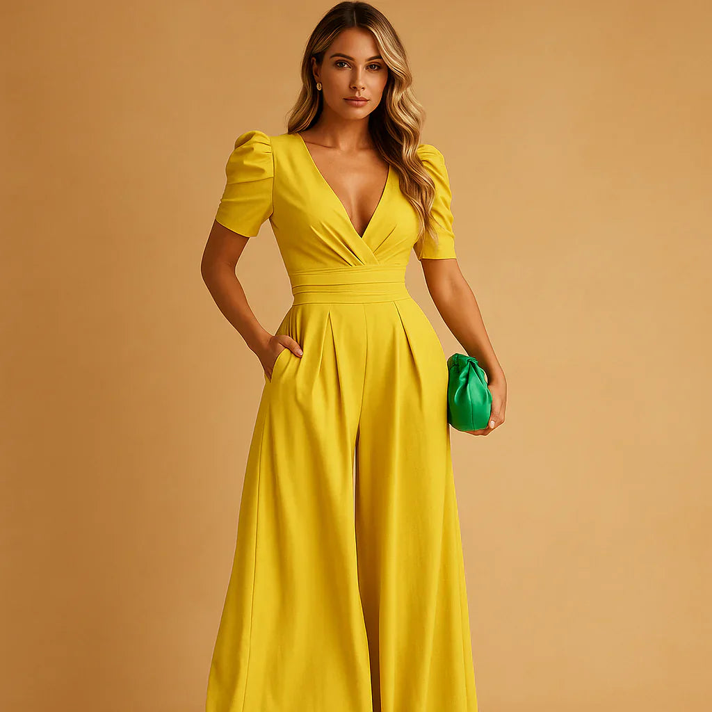 Flatterende Jumpsuit met Pofmouwen voor Dames
