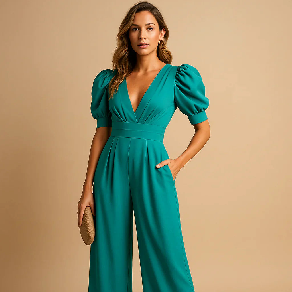 Flatterende Jumpsuit met Pofmouwen voor Dames