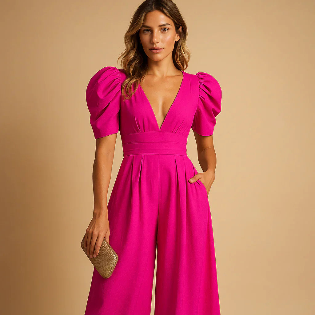 Flatterende Jumpsuit met Pofmouwen voor Dames