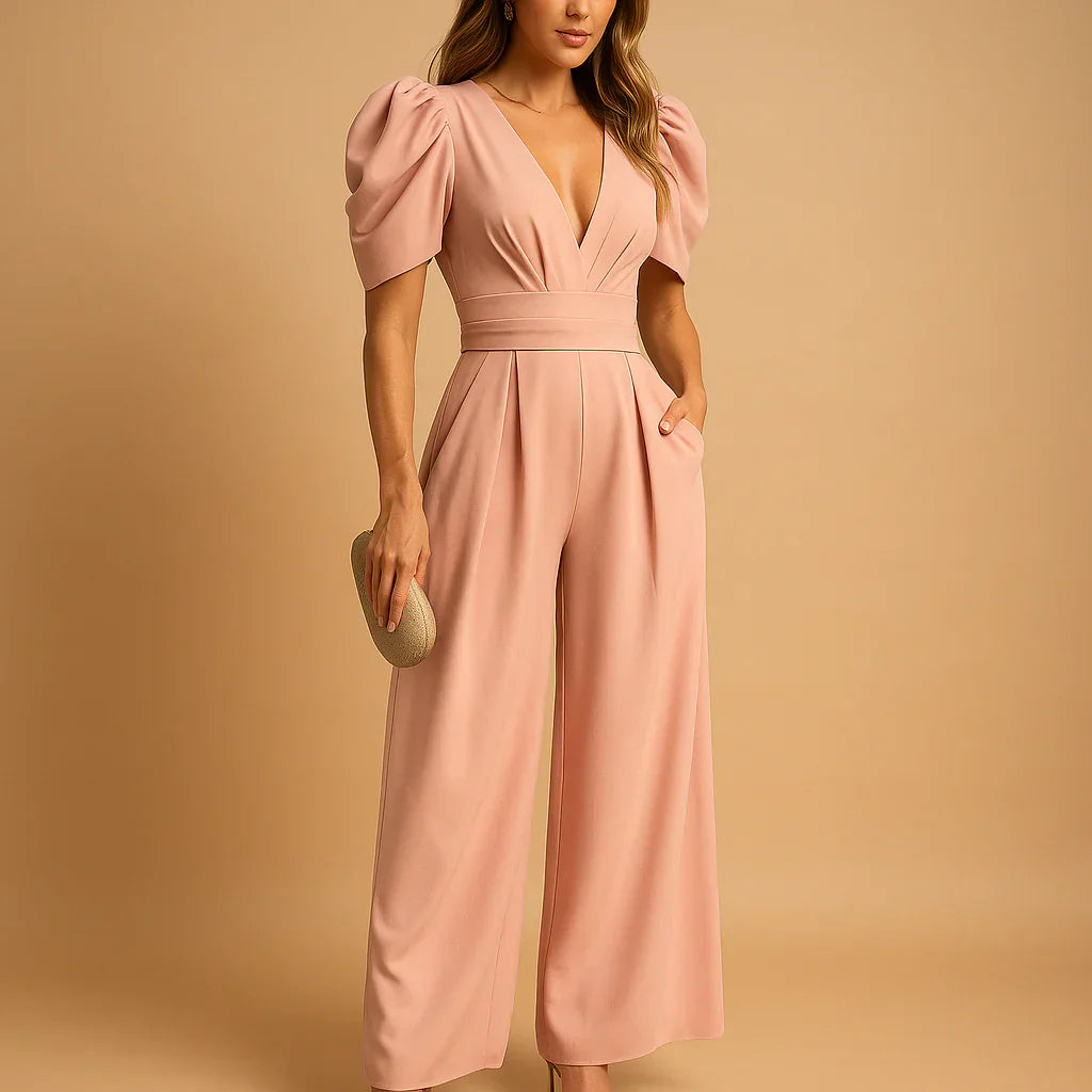 Flatterende Jumpsuit met Pofmouwen voor Dames