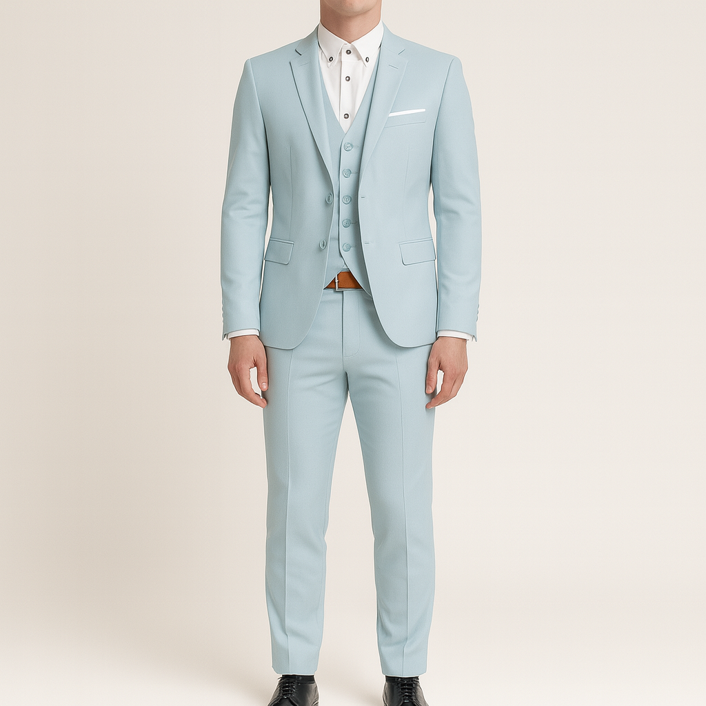 Bellivaro herre jakkesæt med blazer, vest og bukser – klassisk slim fit