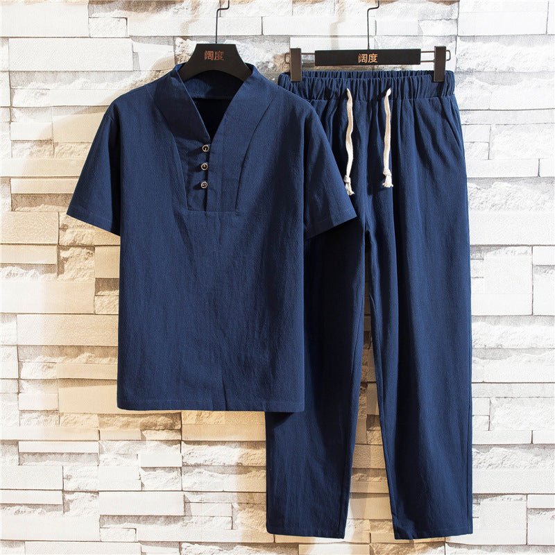 Conjunto de verano Christian para hombre – Camiseta ligera de manga corta y shorts a medida para días relajados