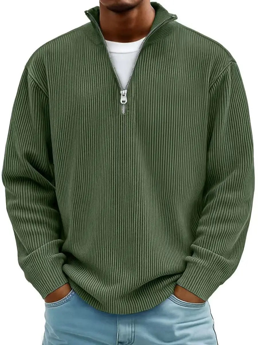 Herren Strickpullover mit Stehkragen und 1/4-Reißverschluss