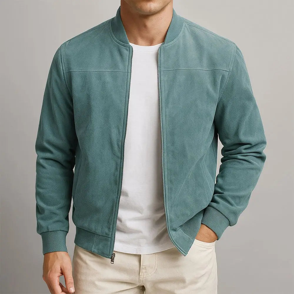 Herre Ruskindsbomberjakke – Minimalistisk Urban Stil