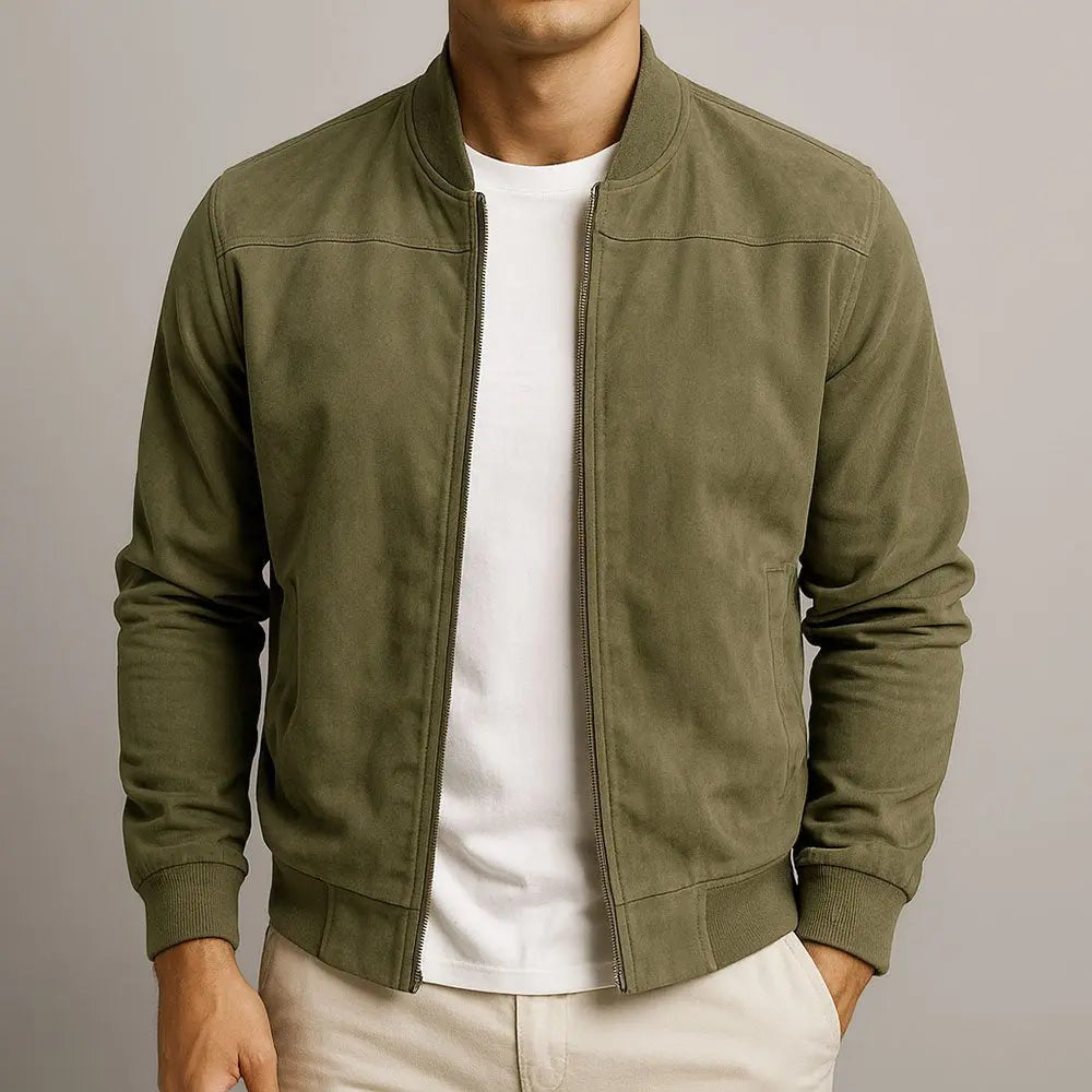 Herre Ruskindsbomberjakke – Minimalistisk Urban Stil