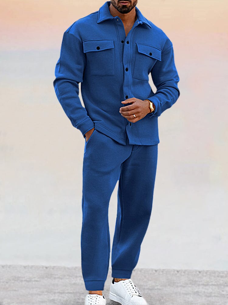 Bellivaro | Mænds Langærmet Sæt Med Skjortejakke Og Joggerbukser | Afslappet Outfit