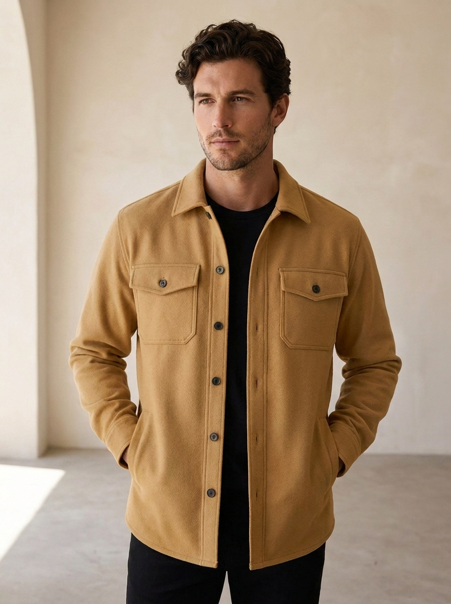 Regular Fit Overshirt til Mænd med Knaplukning