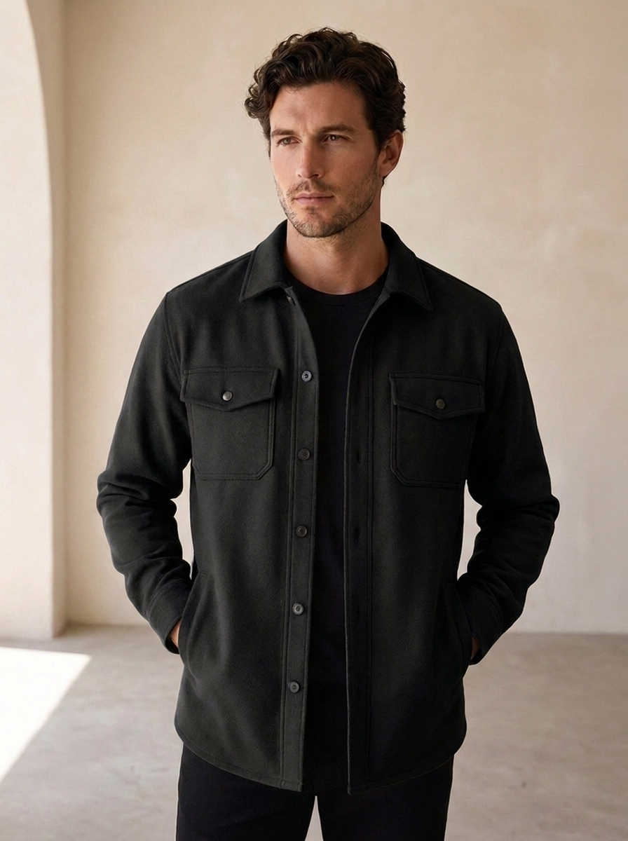 Regular Fit Overshirt til Mænd med Knaplukning
