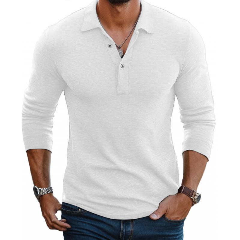 Camisa Polo Casual de Algodão Misturado para Homem, Slim Fit, Manga Comprida, 88616993M