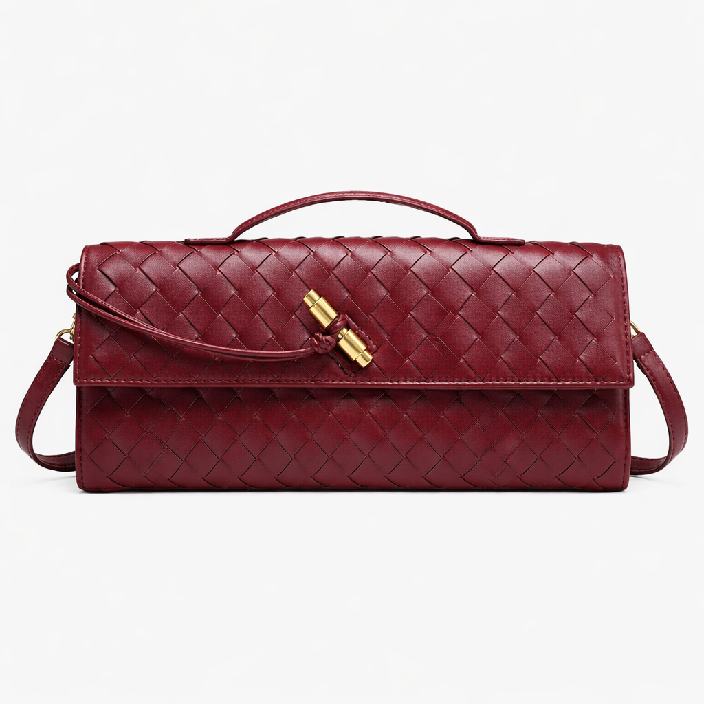 Flettet Clutch Taske med Skulderrem – Elegant Aftentaske
