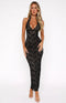 Robe longue blonde à dos nu