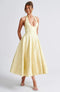 Midi dress with open back and flare for women