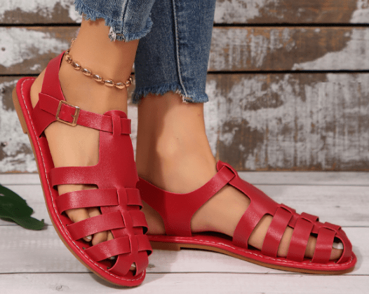 Sandali in Pelle da Donna con Punta Chiusa e Cinturino