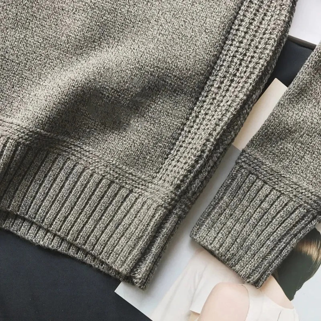 Bellivaro | Herre Klassisk Striktrøje med Albueforstærkninger | Varm Vinterpullover