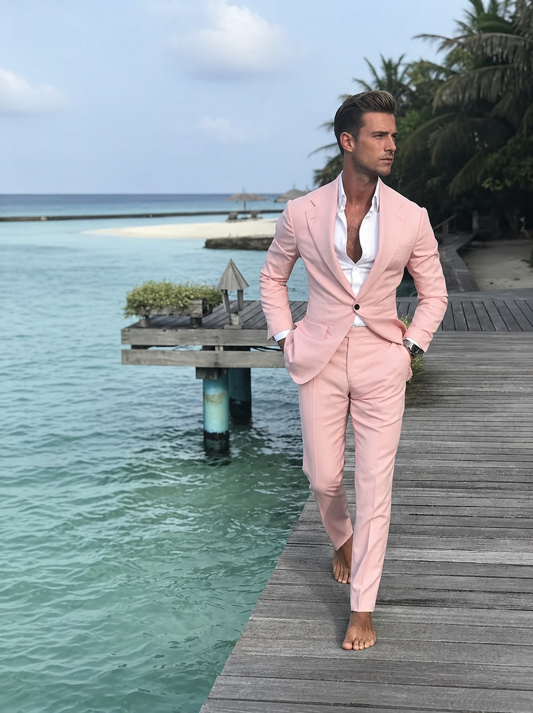 Slim Fit Jakkesæt til Herre med Blazer og Bukser