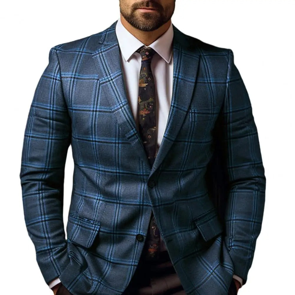 Bellivaro | Herre Blazer i Let Bomuldsblanding – Elegant Sommerstil med Ternet Design