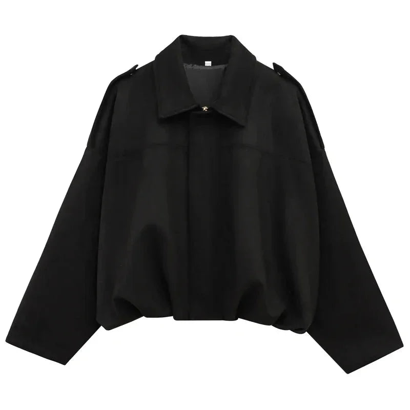 Veste courte oversize effet suédine pour femme