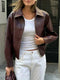 Chaqueta vintage de cuero sintético burdeos para mujer