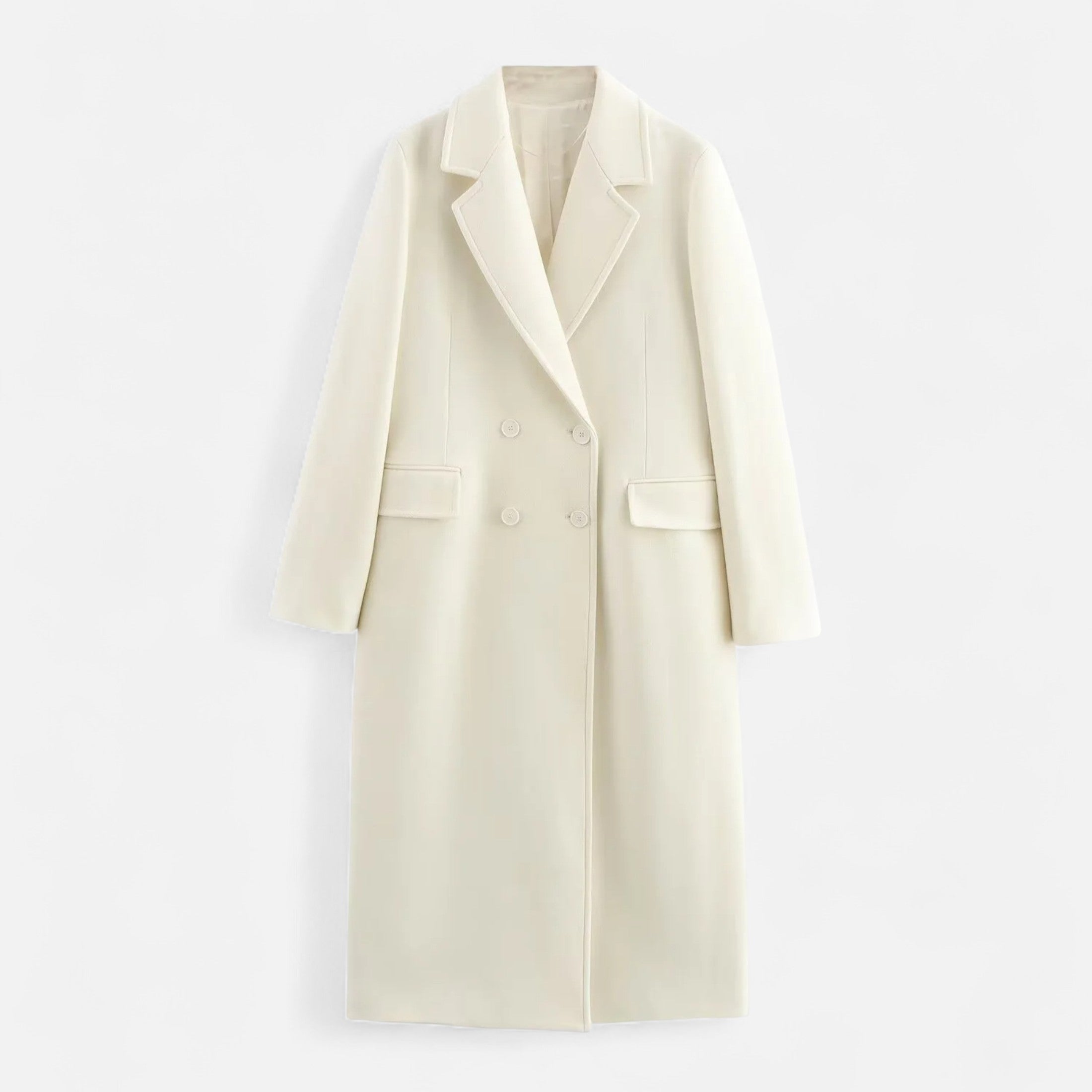 Lang trenchcoat til damer med klassisk revers