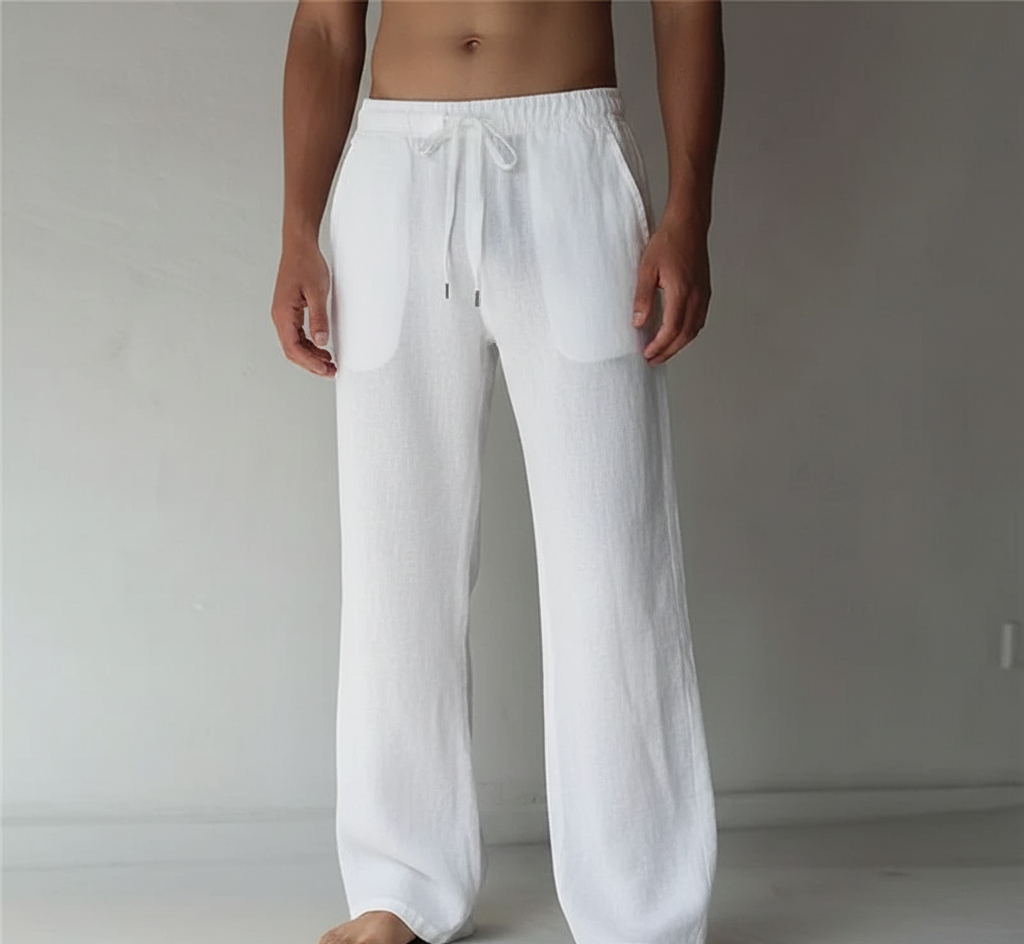 Bellivaro ανδρικό λινό παντελόνι με κορδόνι