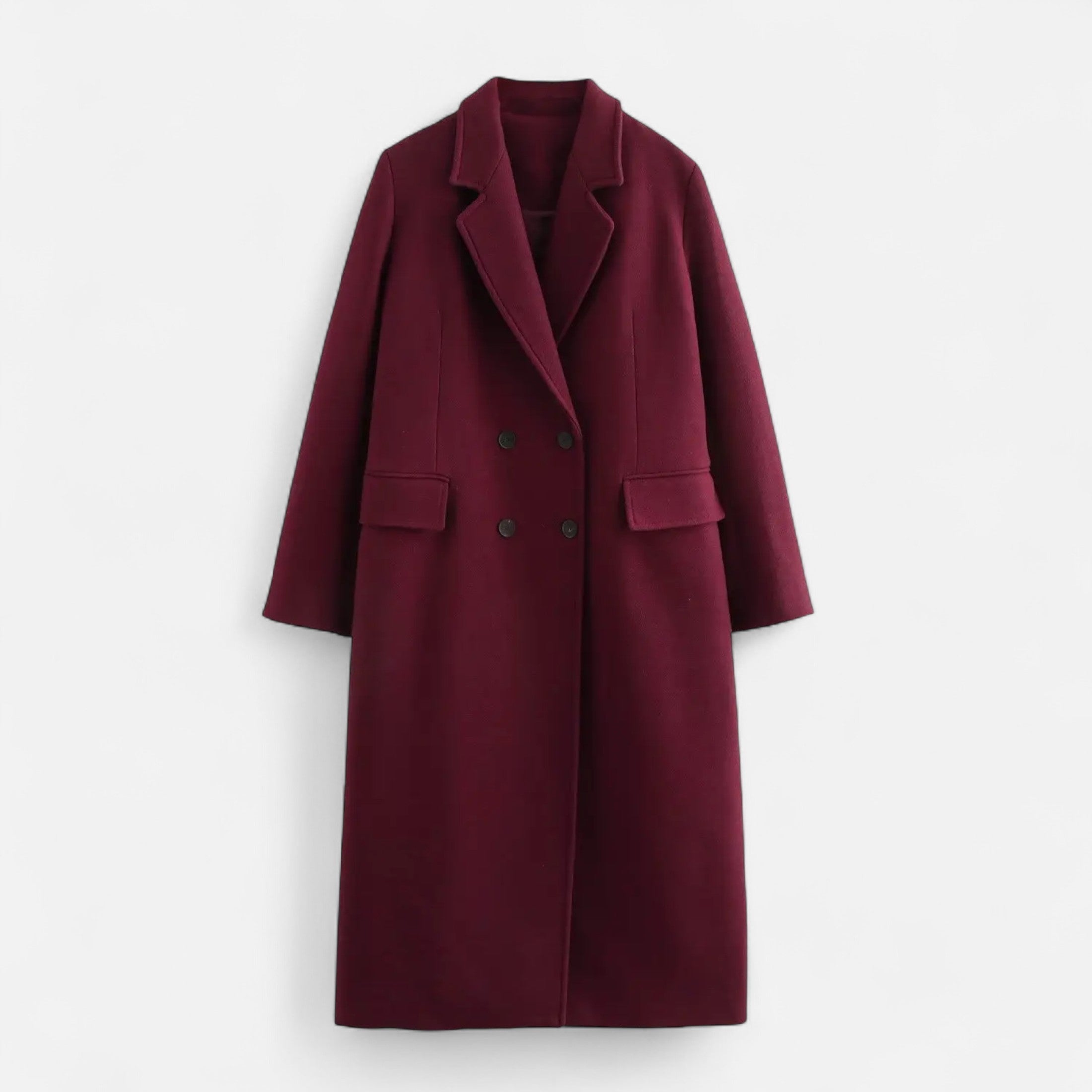 Lang trenchcoat til damer med klassisk revers