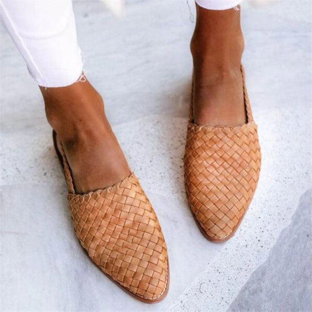 Dame chiuse punta intrecciata slip-on mocassini mule