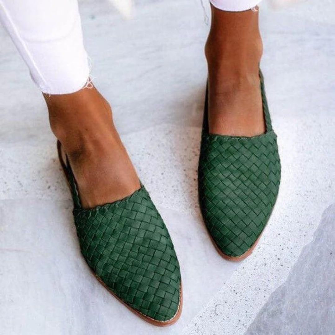 Dame chiuse punta intrecciata slip-on mocassini mule