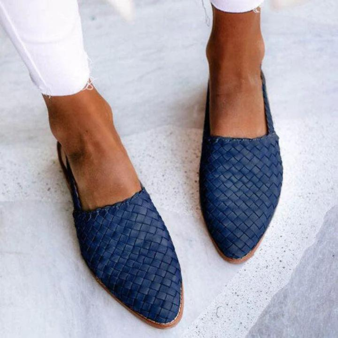 Dame chiuse punta intrecciata slip-on mocassini mule