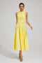 Vestido Midi de Renda com Painel Sem Mangas para Senhora