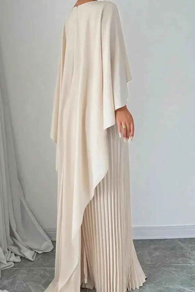 Dames Plisseret Maxikjole med Cape