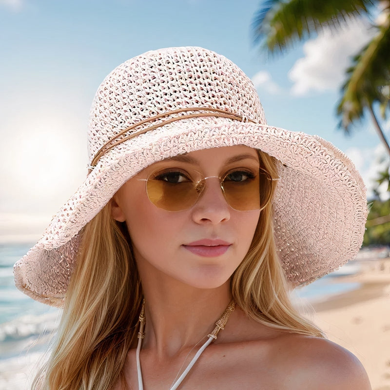 Women's Wide-Brimmed Braided Straw Hat